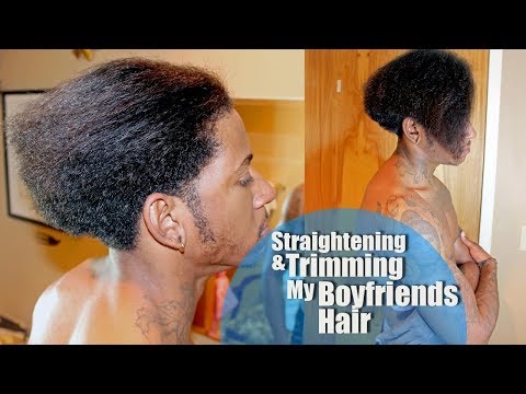 Straightening & Trimming My Boyfriends Hair Video