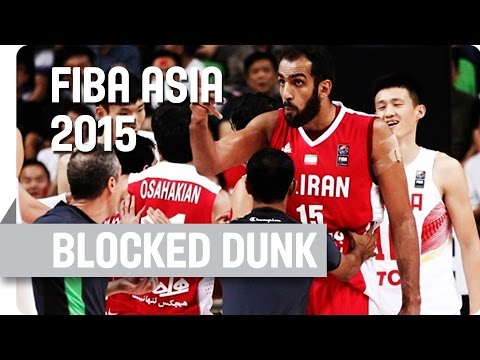 Ding's Dunk Attempt Denied by Ehadadi! - 2015 FIBA Asia Championship