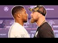 Anthony Joshua SIZES UP Robert Helenius in first face off after Dillian Whyte failed test!