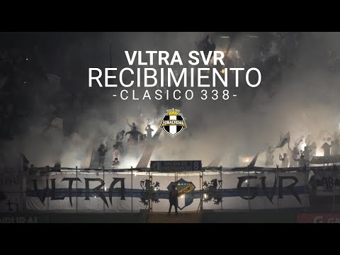 "Recibimiento de la Gloriosa Vltra Svr en el Clásico 338 de la Jornada 6 del Apertura 2026." Barra: Vltra Svr &bull; Club: Comunicaciones &bull; País: Guatemala