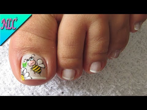 DECORACIÓN DE UÑAS ABEJITA PARA PIES – DECORACION DE ABEJITA Y FLOR – FLOWERS NAIL ART – NLC