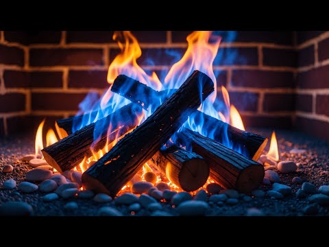 Peaceful Sleep & Inner Calm – 12H Blue Flame Fireplace with Crossed Logs and Soft Crackling