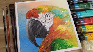 Acrylic painting /How to paint a parrot/Easy painting Tutorial # 91