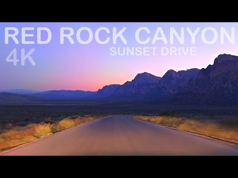 Driving to Red Rock Canyon at Sunset from Las Vegas 4K
