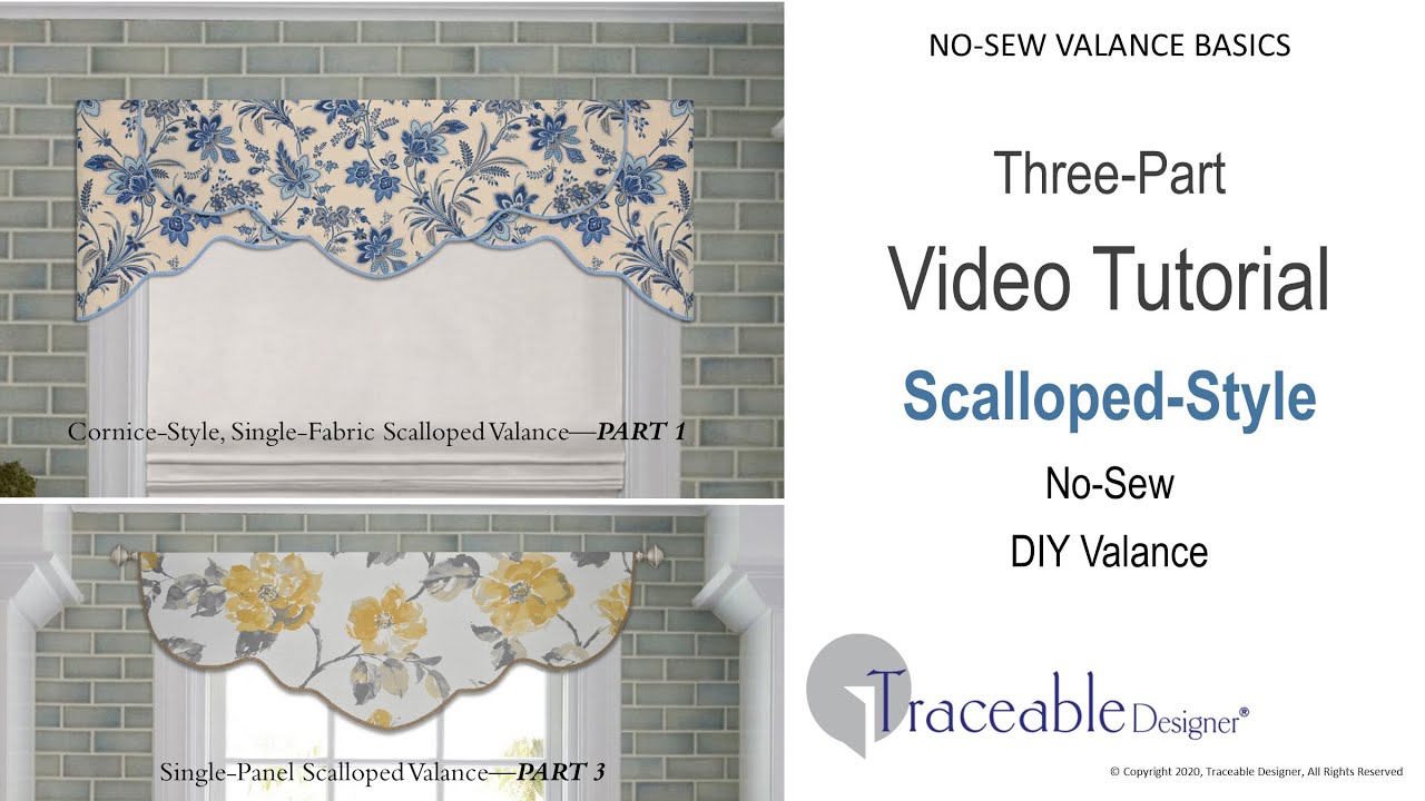 Traceable Designer, Scalloped-Style DIY Valance. Easy Step-by-step video instructions. #curtains