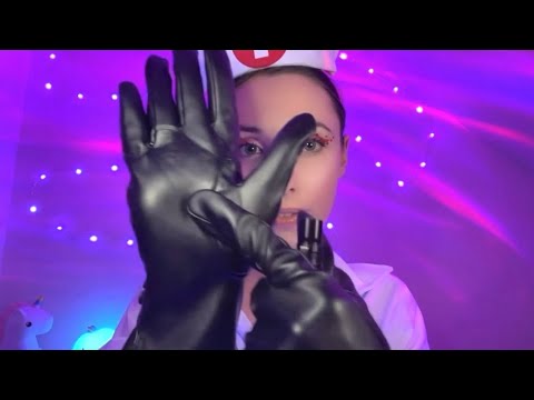 ASMR Leather Gloves Nurse Roleplay - Checking Your Heartbeat, Light Tests, Eye Exam, Eye Drops #asmr