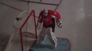 Goalie Braden Holtby warming up