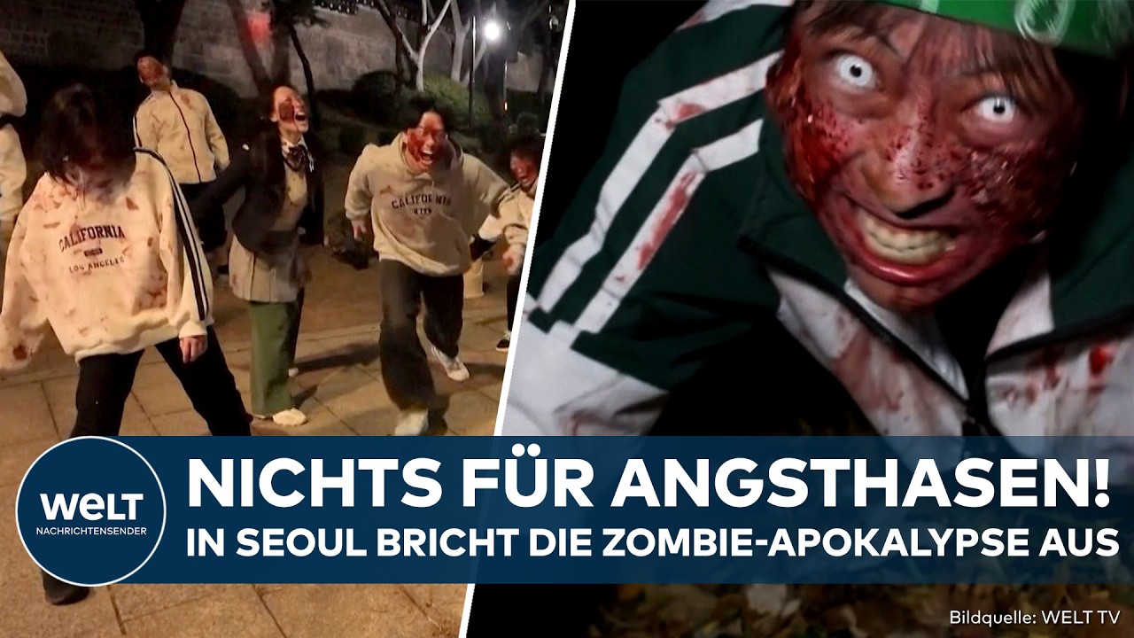 KRASSE HALLOWEEN-TRENDS: Horrorfans in Südkorea lassen sich von Zombies jagen