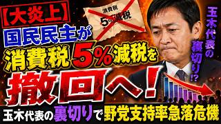 【大炎上】国民民主が消費税5%減税を撤回へ！玉木代表の裏切りで野党支持率急落危機 #中道改革連合 #立憲民主党 #国民民主党 #消費税 #玉木雄一郎