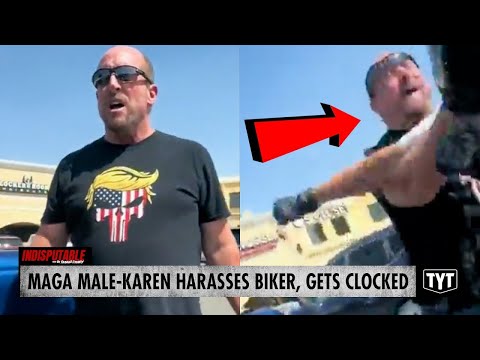WATCH: MAGA Male-Karen Harasses Biker & Gets Clocked