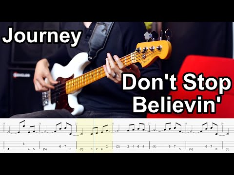 Journey - Don't Stop Believin'  // BASS COVER + Play-Along Tabs