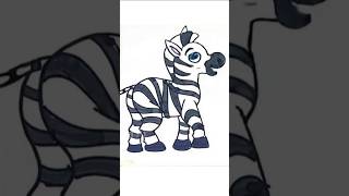 🦓 Watch This Zebra Come to Life in 18 Seconds! #coloringforkids #shorts #viral #kidsart #drawingfor