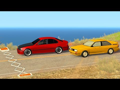 BeamNG DRIVE - Police Spike Strips Pileup Crashes #2 | CrashTherapy