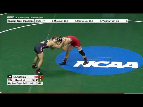 2017 NCAA Wrestling 174lbs: Jake Residori (SIUE) vs Trace Engelkes (NIU)