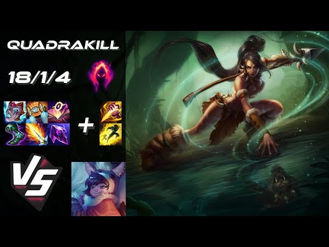 JUNGLE Nidalee vs Nunu & Willump [QUADRAKILL] - EU Master Patch 15.1