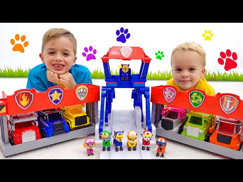 Vlad e Niki PAW Patrol caminhões de brinquedo Missão de resgate