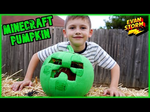 Evan Storm Carves and Paints Halloween Minecraft Pumpkin
