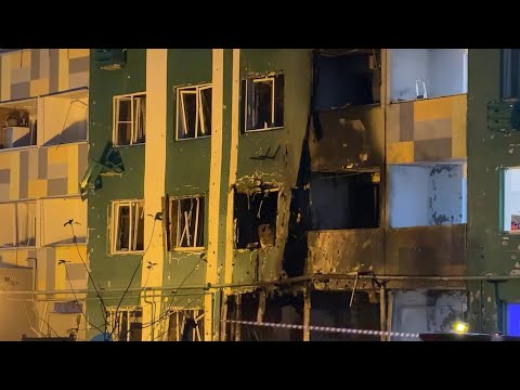 Video | Damaged apartment building after drone attack near Moscow | AFP