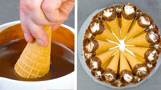 Tunke 40 Eiswaffeln in Schoko und leg sie SO in die Schüssel | Das ist ein Geniestreich