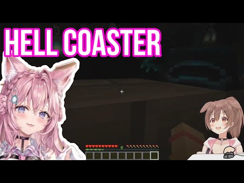 Hololive Cut - Korone Try Koyori Hell Coaster | Minecraft [Hololive/Eng Sub]