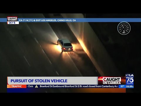 Stolen sedan bursts into flames during high-speed pursuit - Caught on Camera