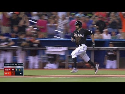 WSH@MIA: Johnson doubles, scores on two errors