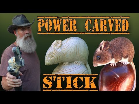 Carving a Wooden Rattlesnake and Deer Mouse Walking Stick