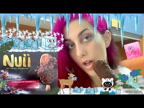 Assaggio il gelato Nuii al cioccolato fondente e mirtilli dei paesi nordic!!!🫐🦌🍦Come sarà?😛