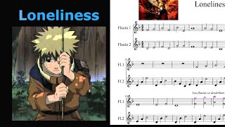 Loneliness. Naruto Shippuden. Takanashi Yasuharu. Partitura flauta.