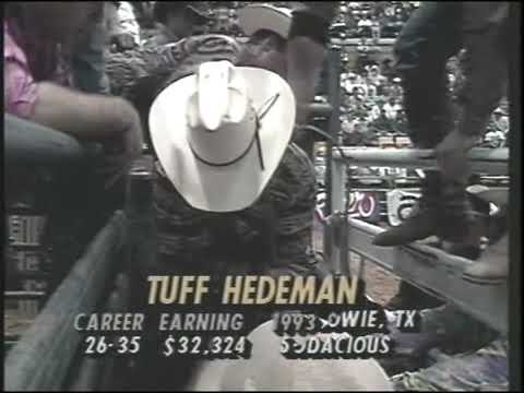 Bodacious x Tuff HeDemam  o touro amarelo irrepreensível.  filmagem inédita de 1993 linda Muntaria..