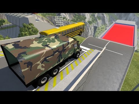 Heavy Vehicle High Speed Jumps In Red Slime Pool (Blood) - BeamNG.drive High Speed Jumps In Pool