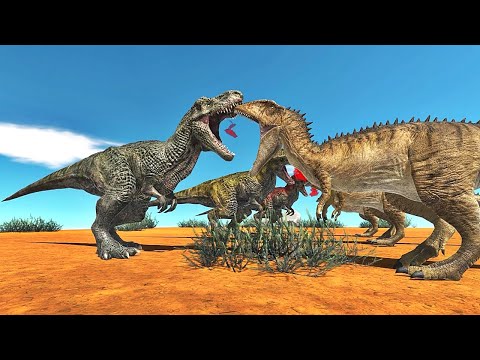 T-Rex vs Carnivore Dinosaurs on Death Island - Animal Revolt Battle Simulator