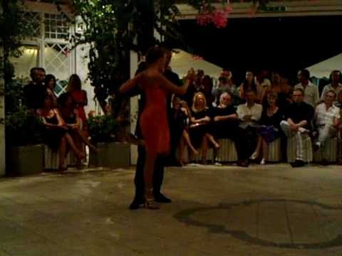  Andrea Misse  and  Javier Rodriguez  are  dancing  to  the  tango  "  A Mis Companeros  "