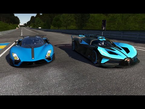 SSC Tuatara Strike vs Bugatti Bolide at LeMans no Chicane