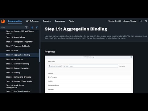 SAPUI5 Walkthrough Step 19- Aggregation Binding   #sap #sapui5 #ui5