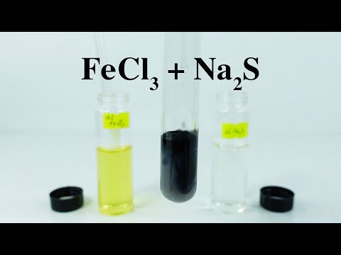 FeCl3 + Na2S. Iron(III) chloride reacts with sodium sulfide