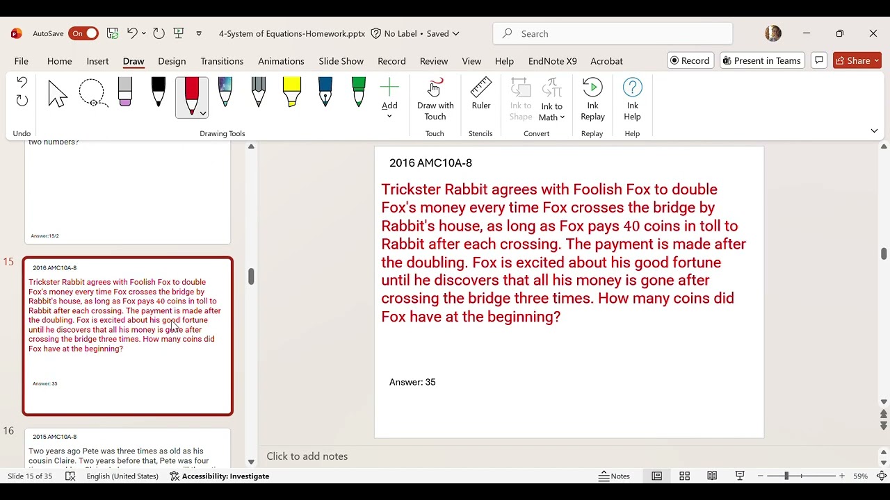 AMC 10- Lesson 4 System of Equations Homework pptx   PowerPoint 2026 03 13 18 02 16