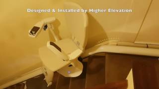 Stairlift travelling backwards on a narrow staircase
