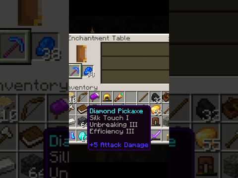 diamond pickaxe silk touch unbreaking 3 best luck or bad luck |#minecraft #gaming #skygamess #shorts