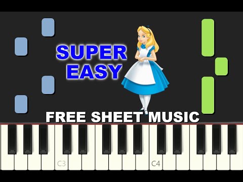 ALICE IN WONDERLAND, Disney, 1951, SLOW Piano Tutorial with free Sheet Music (pdf)