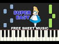 ALICE IN WONDERLAND Disney 1951 SLOW Piano Tutorial With Free Sheet Music Pdf