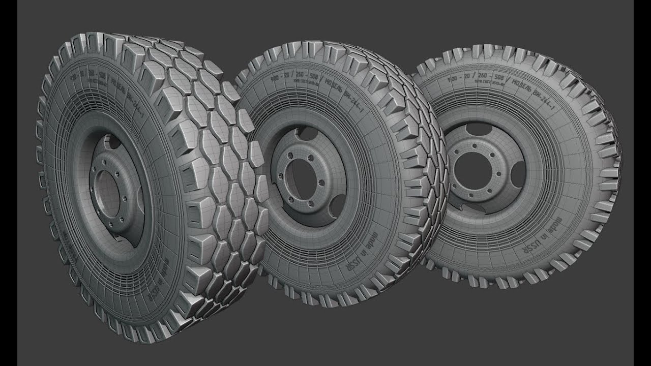 Wheels of old Soviet technology 3D Model