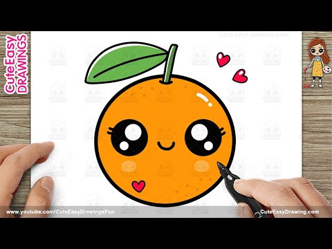 How to Draw a Cute Orange, Easy Step by Step for Kids and Toddlers! draw along video