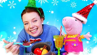 Weihnachten mit Peppa Wutz. Peppa und Irene machen Weihnachtspunsch. Spielzeug Video auf Deutsch
