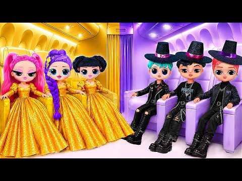 Golden vs Black! K Pop Demon Hunters Airplane Glow Up | 18 DIYs for Huntrix & Saja Boys Dolls