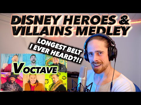 Voctave - Disney Heroes & Villains Medley FIRST REACTION! (LONGEST BELT I EVER HEARD?!!)