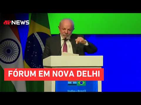 Lula discursa na Índia, propõe meta de US$20 bilhões e critica dependência dos EUA