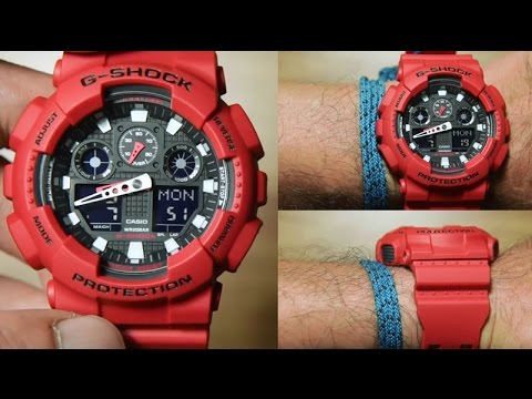 Casio G-shock GA-100B-4A *RED EDITION, UNBOXING, LIGHT DEMO