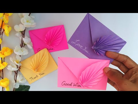 How to make Paper Envelope with leaf | How to make easy origami Colored peper card | Origami Craft