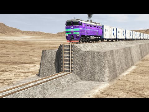 Trains vs Unfinished Railway vs Cars – BeamNG.Drive